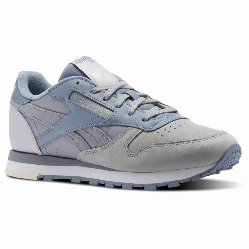 Tenisi Reebok Classic Leather Pm Dama Gri/Albastri Romania AZ7942SZ